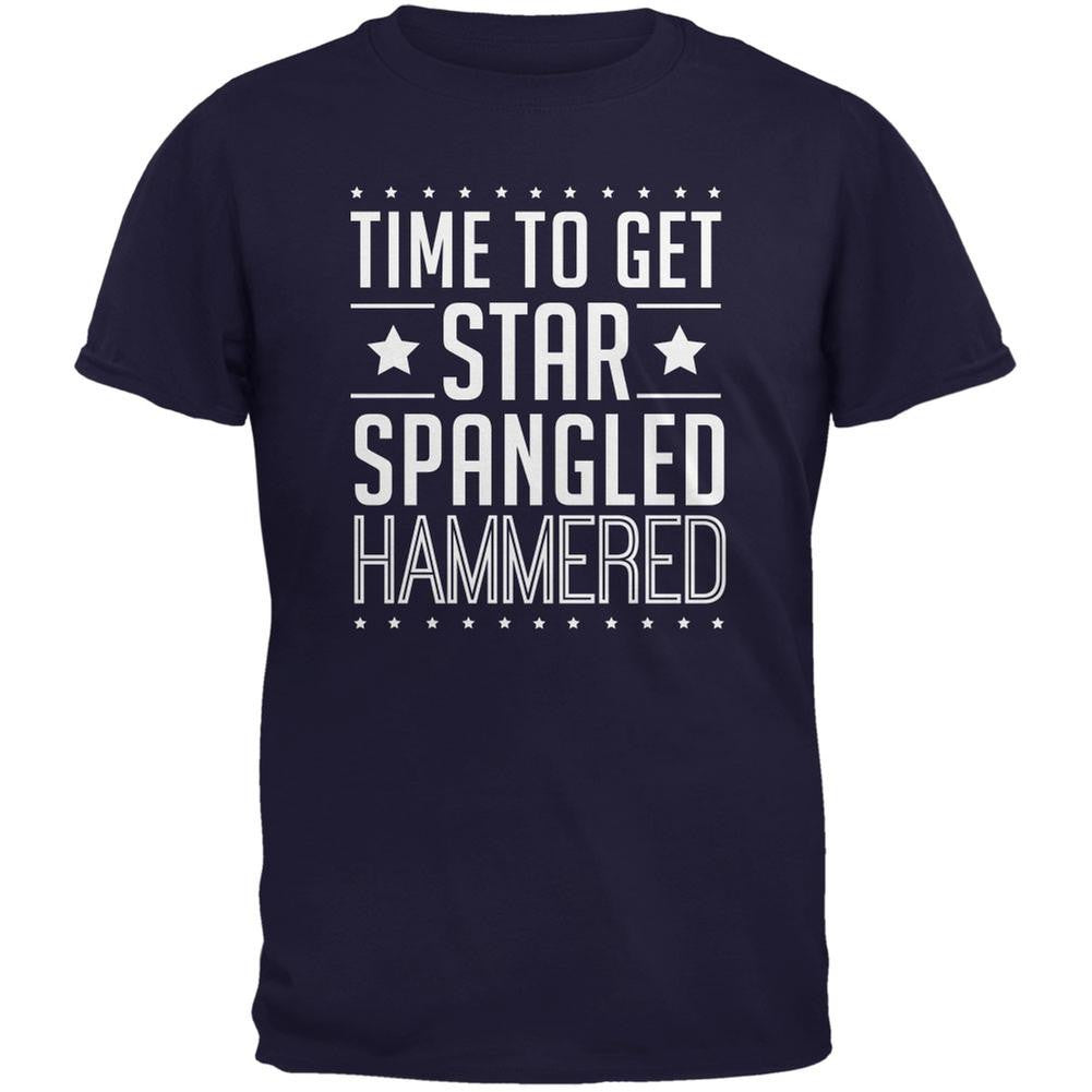 Time to get Star Spangled Hammered Sapphire Blue Adult T-Shirt Men's T-Shirts Old Glory 2XL Dark Blue