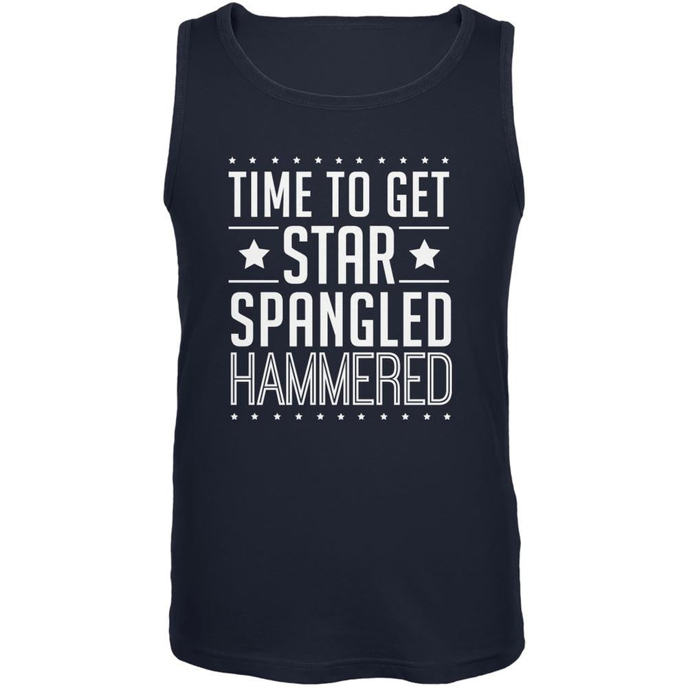 Time to get Star Spangled Hammered Navy Adult Tank Top Men's Tank Tops Old Glory 2XL Blue