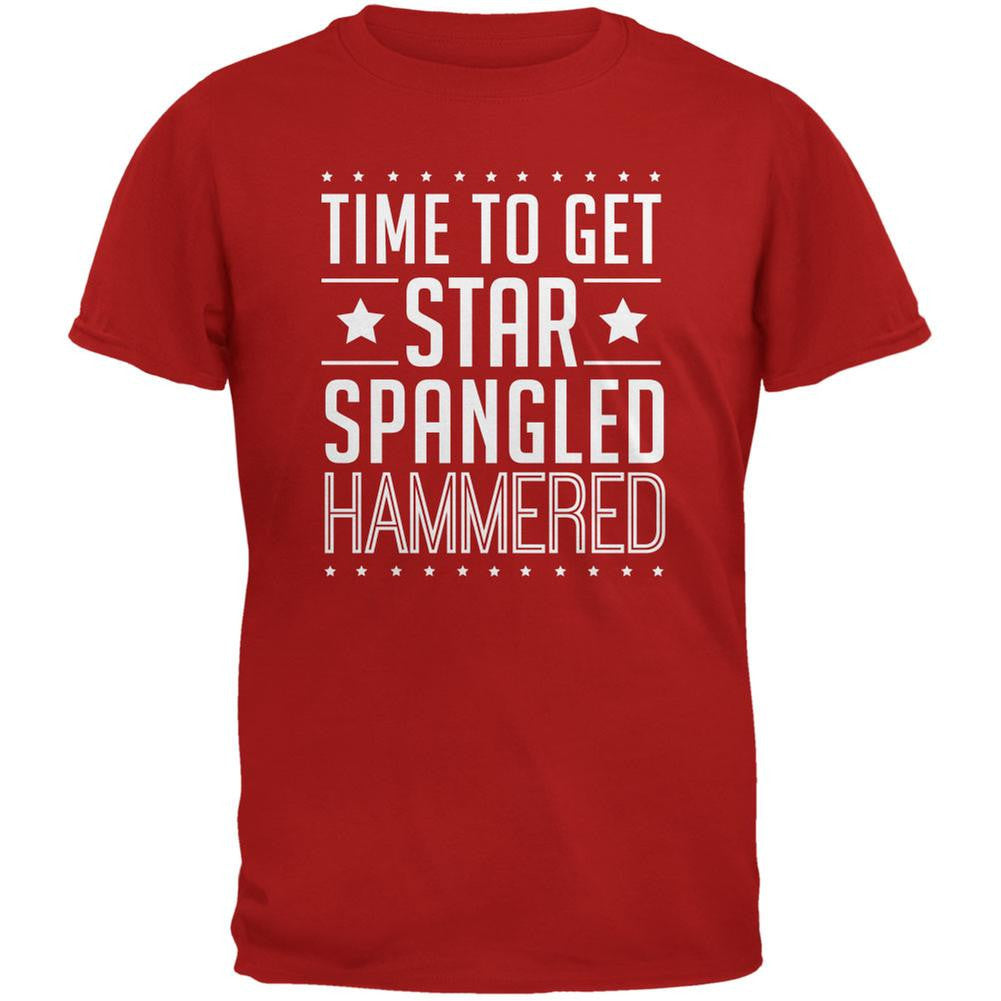 Time to get Star Spangled Hammered Sapphire Blue Adult T-Shirt Men's T-Shirts Old Glory 2XL Red