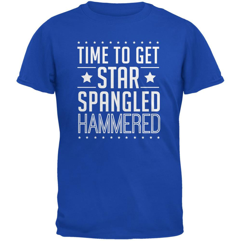 Time to get Star Spangled Hammered Sapphire Blue Adult T-Shirt Men's T-Shirts Old Glory 2XL Blue