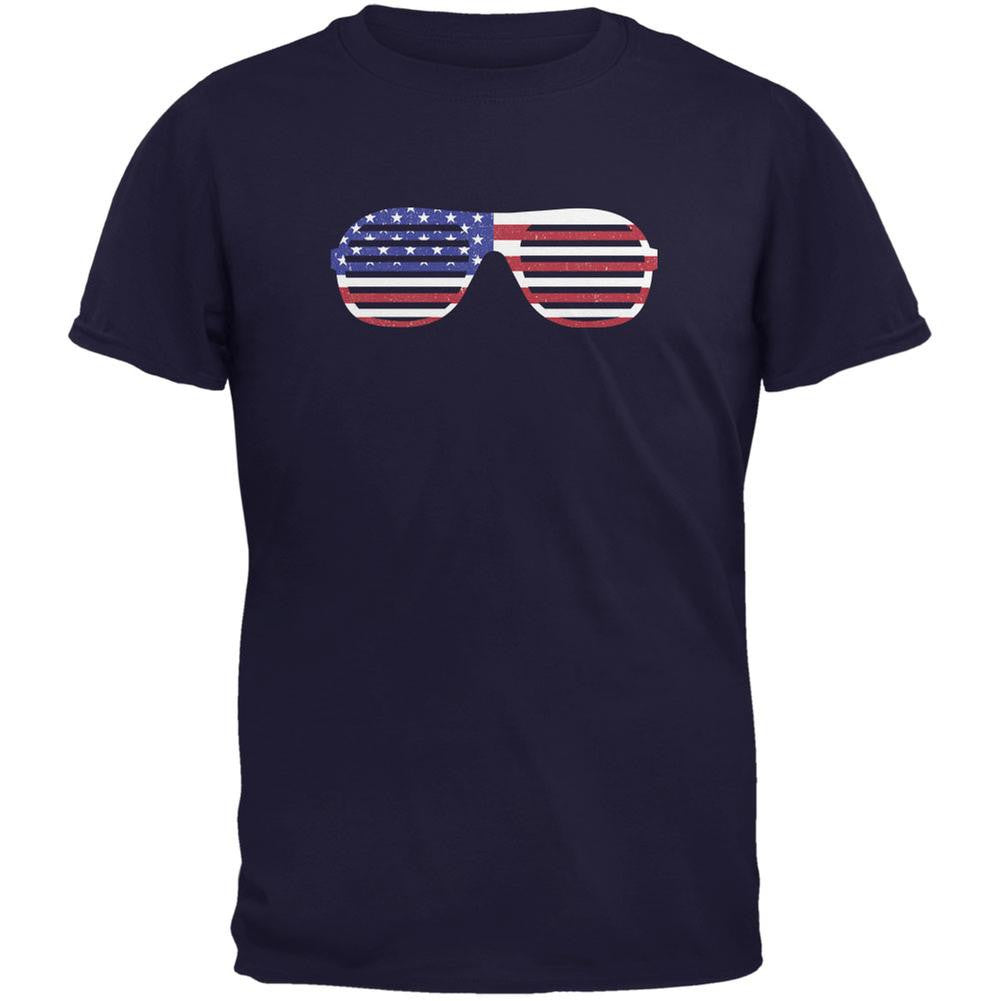 4th of July American Shutter Shades Navy Youth T-Shirt Youth T-Shirts Old Glory LG Blue