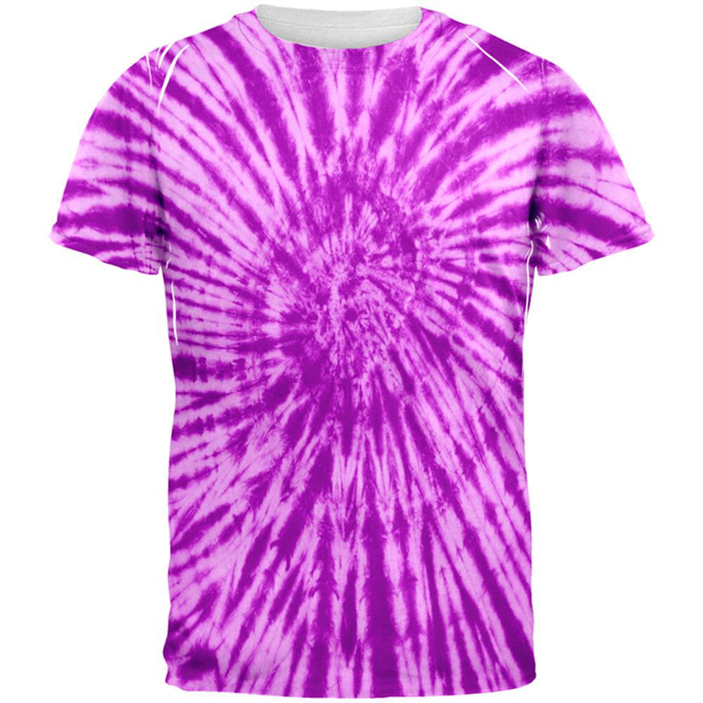 Purple Tie Dye All Over Adult T-Shirt Men's T-Shirts Old Glory 2XL Multi