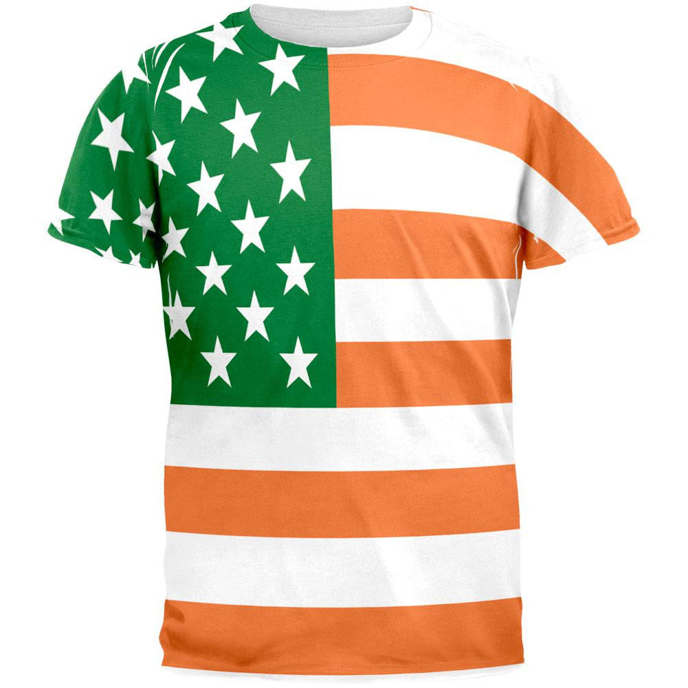 Irish American Flag All Over Adult T-Shirt Men's T-Shirts Old Glory 2XL Multi