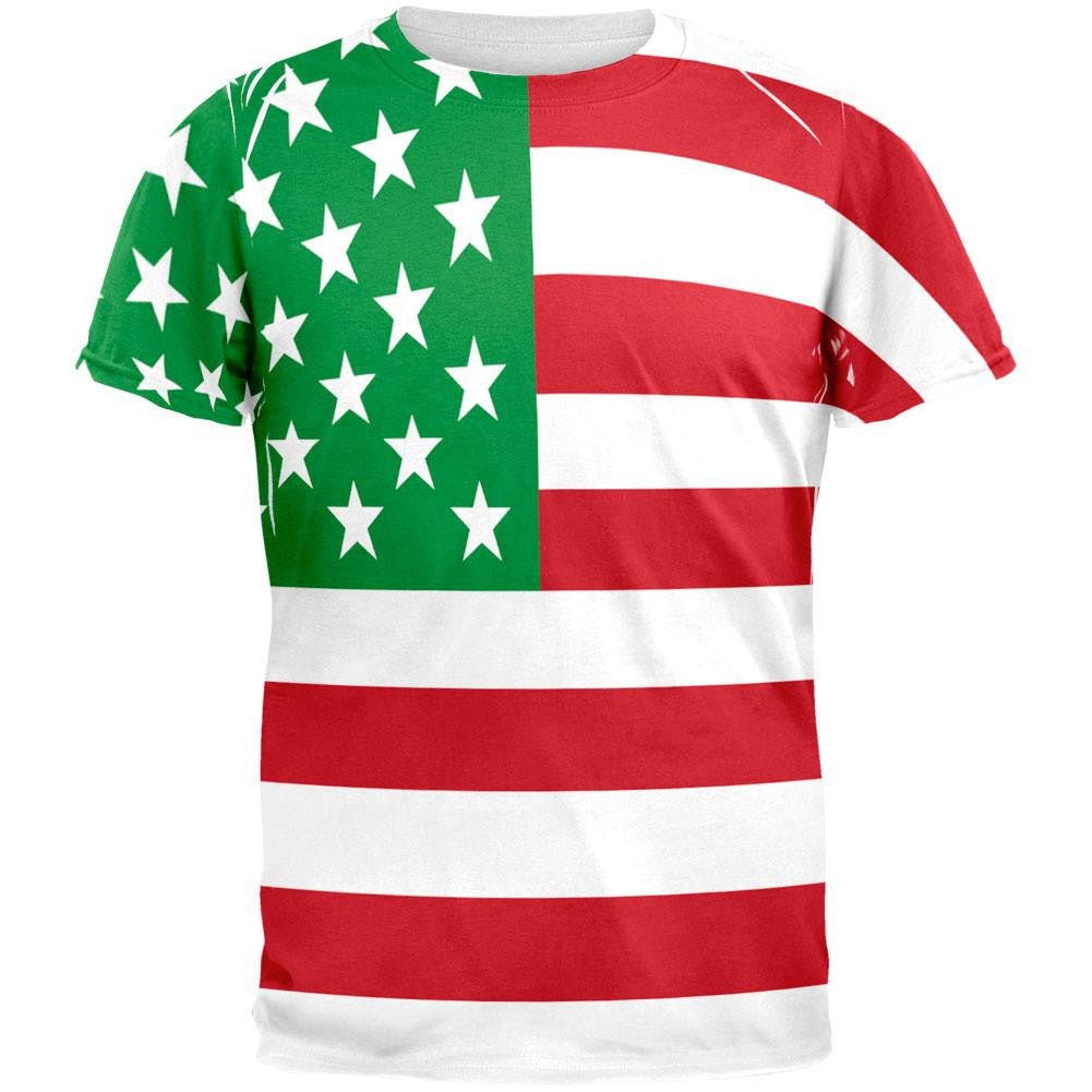 Italian American Flag All Over Adult T-Shirt Men's T-Shirts Old Glory 2XL Multi