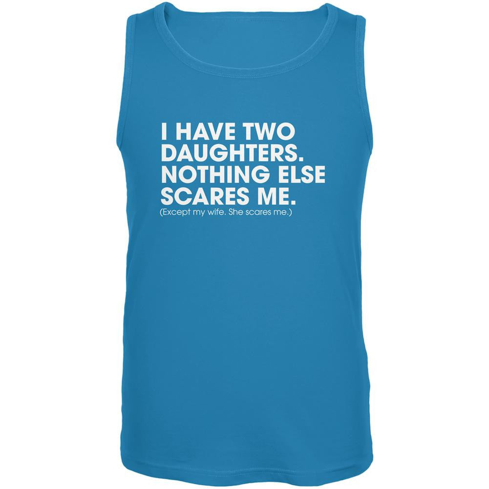 Father's Day Nothing Scares Me Turquoise Adult Tank Top Men's Tank Tops Old Glory 2X Blue