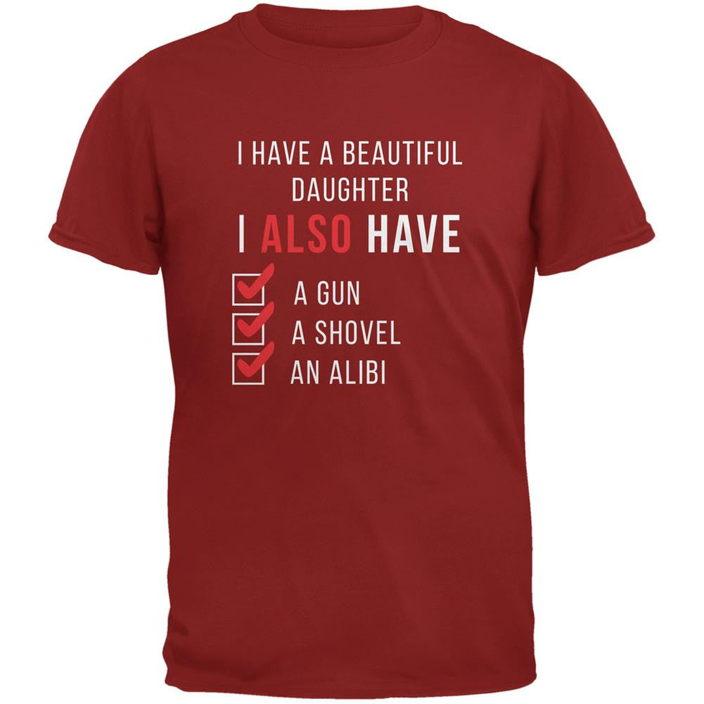 Father's Day I Have a Beautiful Daughter Cardinal Red Adult T-Shirt Men's T-Shirts Old Glory 2XL Red