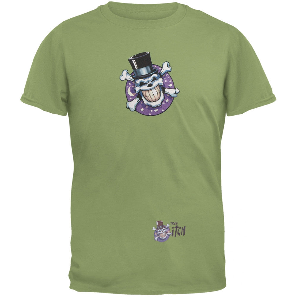 Skull & Crossbones Top Hat Logo Olive Adult T-Shirt Men's T-Shirts Old Glory