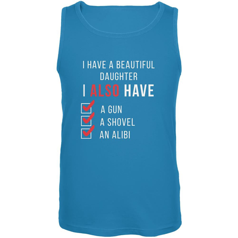 Father's Day I Have a Beautiful Daughter Turquoise Adult Tank Top Men's Tank Tops Old Glory 2X Blue