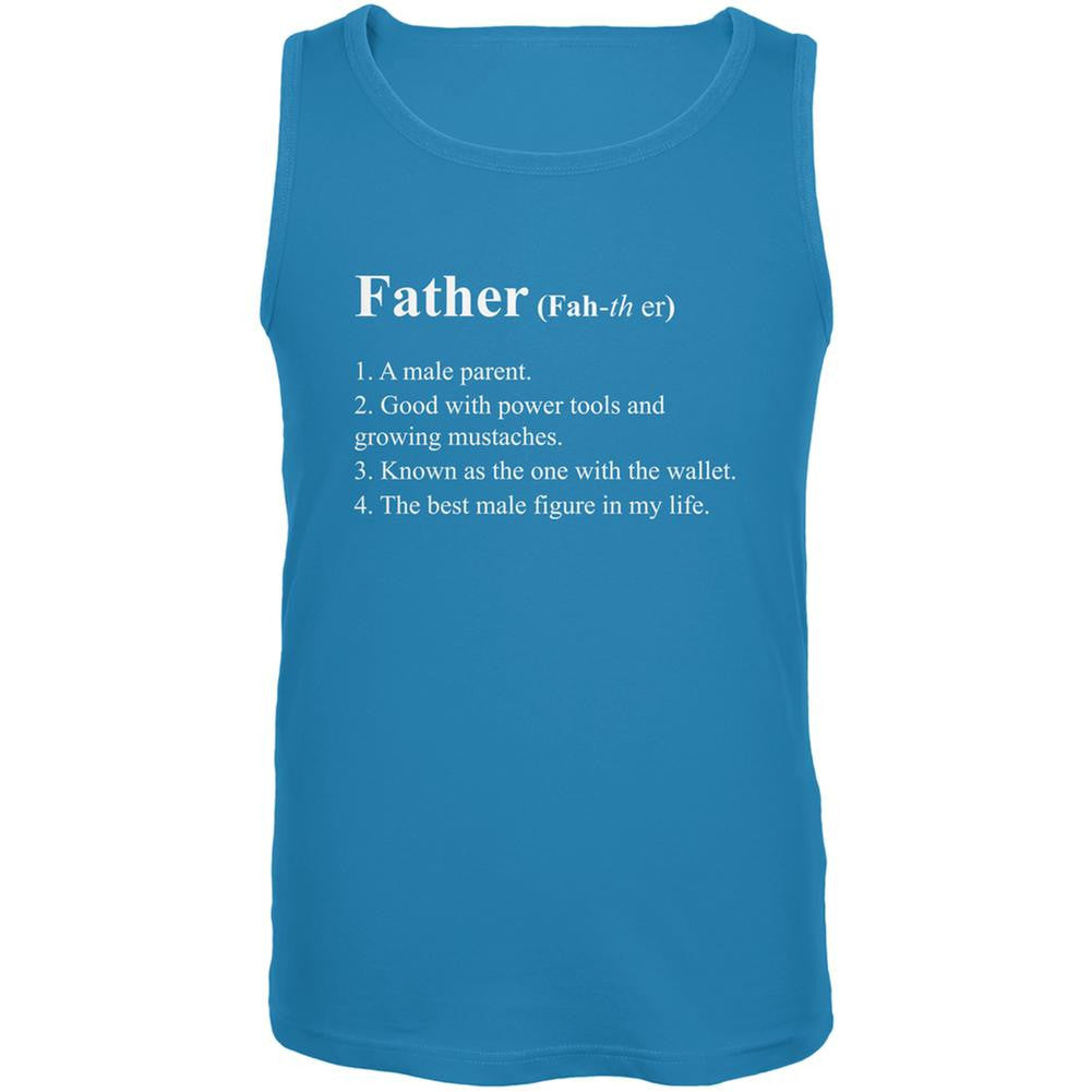 Father's Day Definition of Father Turquoise Adult Tank Top Men's Tank Tops Old Glory 2X Blue