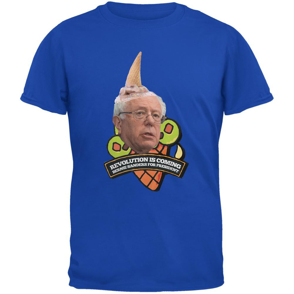 Election 2016 Bernie Sanders Ice Cream Revolution Royal Adult T-Shirt Men's T-Shirts Old Glory 2XL Blue