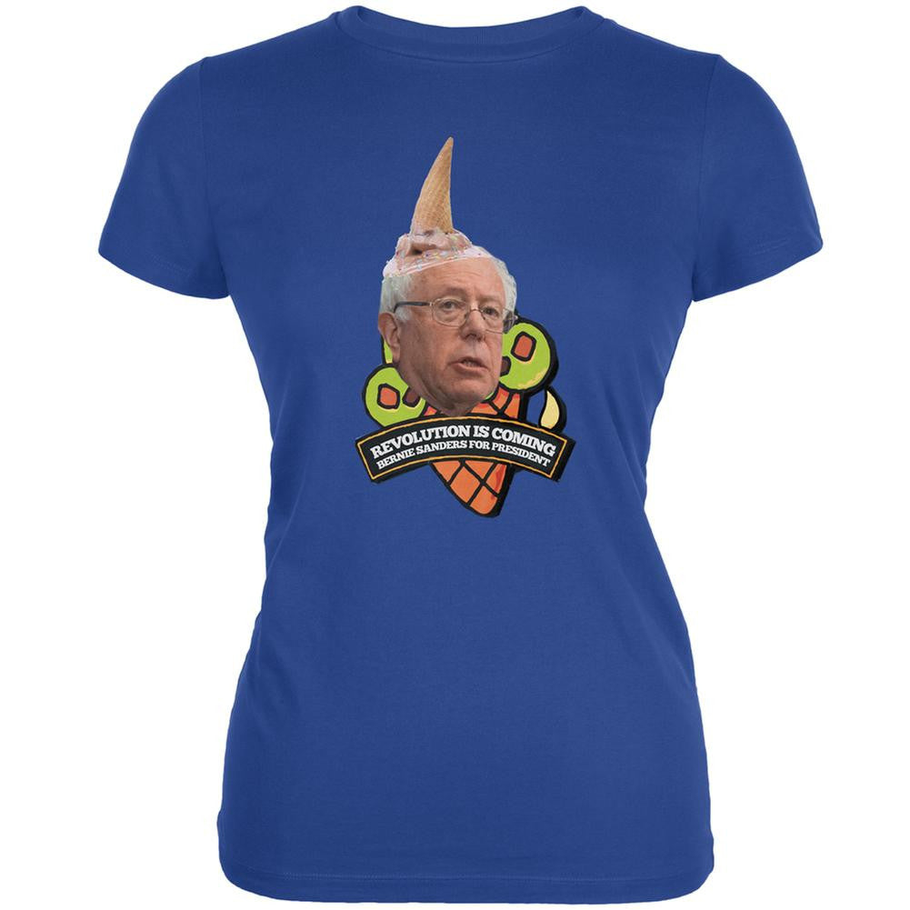 Election 2016 Bernie Sanders Ice Cream Revolution Royal Juniors Soft T-Shirt Juniors T-Shirts Old Glory 2XL Blue