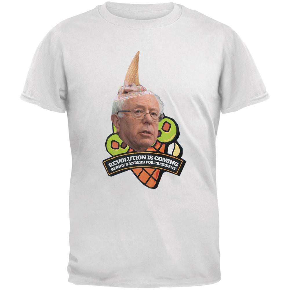 Election 2016 Bernie Sanders Ice Cream Revolution White Adult T-Shirt Men's T-Shirts Old Glory 2XL White