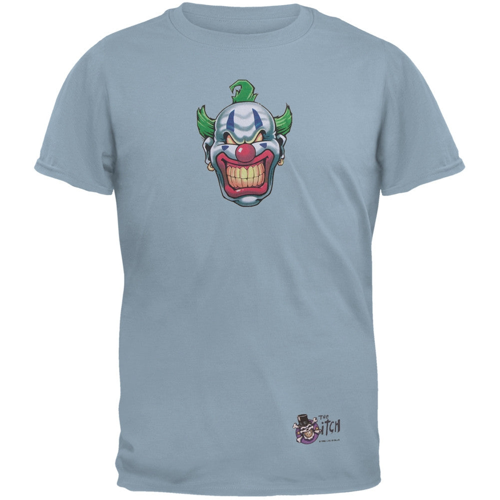 Joker Grinning Light Blue Adult T-Shirt Men's T-Shirts Old Glory