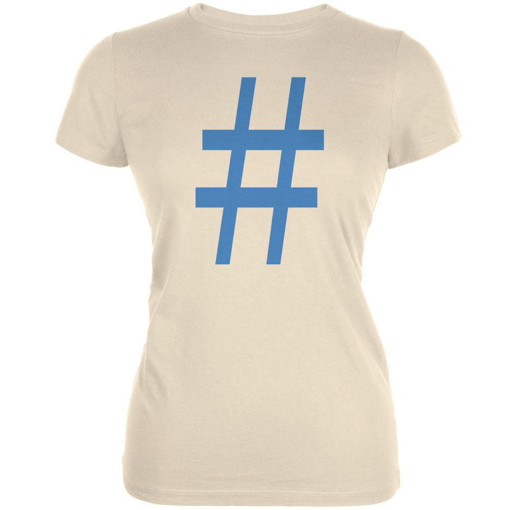 Hashtag Cream Juniors Soft T-Shirt Juniors T-Shirts Old Glory 2XL Off-White