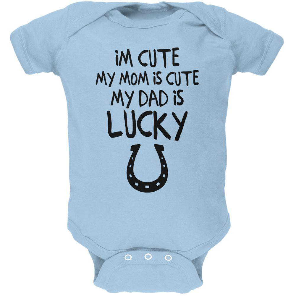 Father's Day - Lucky Dad Light Blue Soft Baby One Piece Baby One Piece Old Glory 0-3M Blue