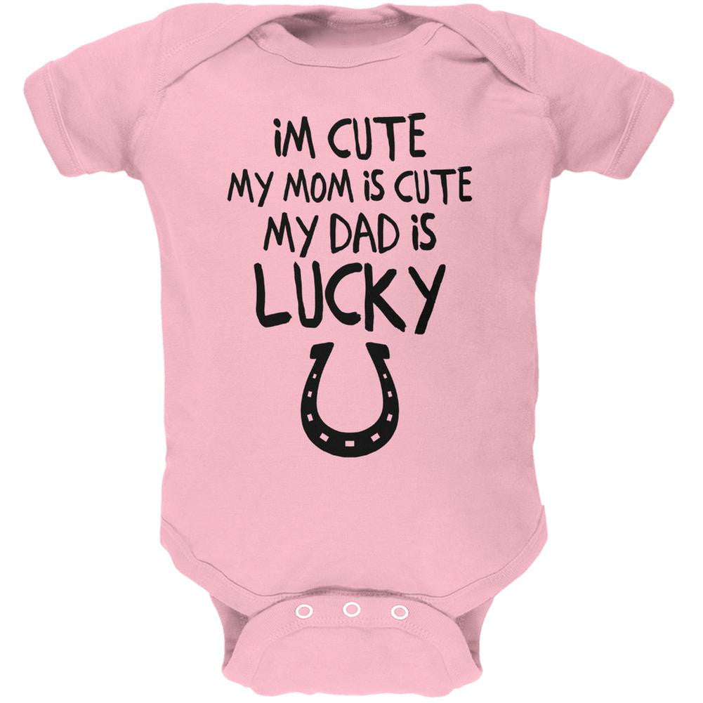 Father's Day - Lucky Dad Light Pink Soft Baby One Piece Baby One Piece Old Glory 0-3M Pink