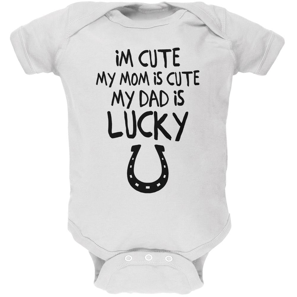 Father's Day - Lucky Dad White Soft Baby One Piece Baby One Piece Old Glory 0-3M White