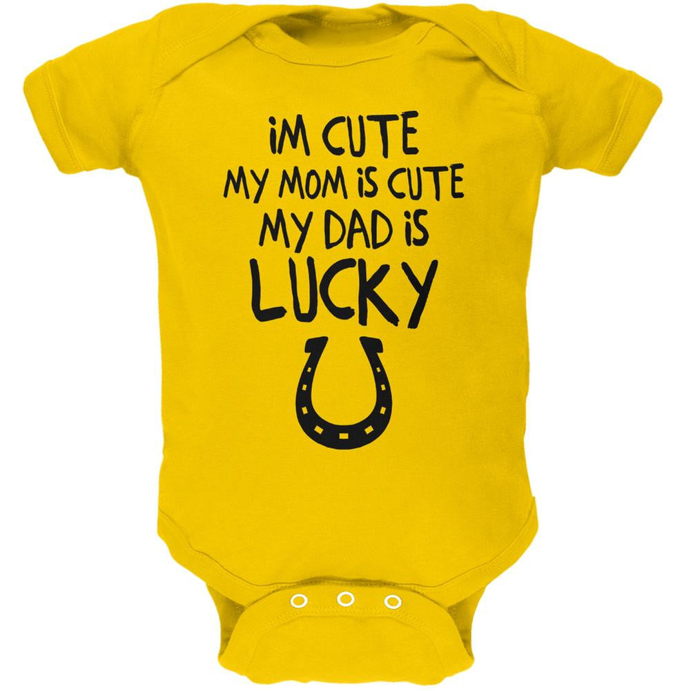Father's Day - Lucky Dad Yellow Soft Baby One Piece Baby One Piece Old Glory 0-3M Yellow