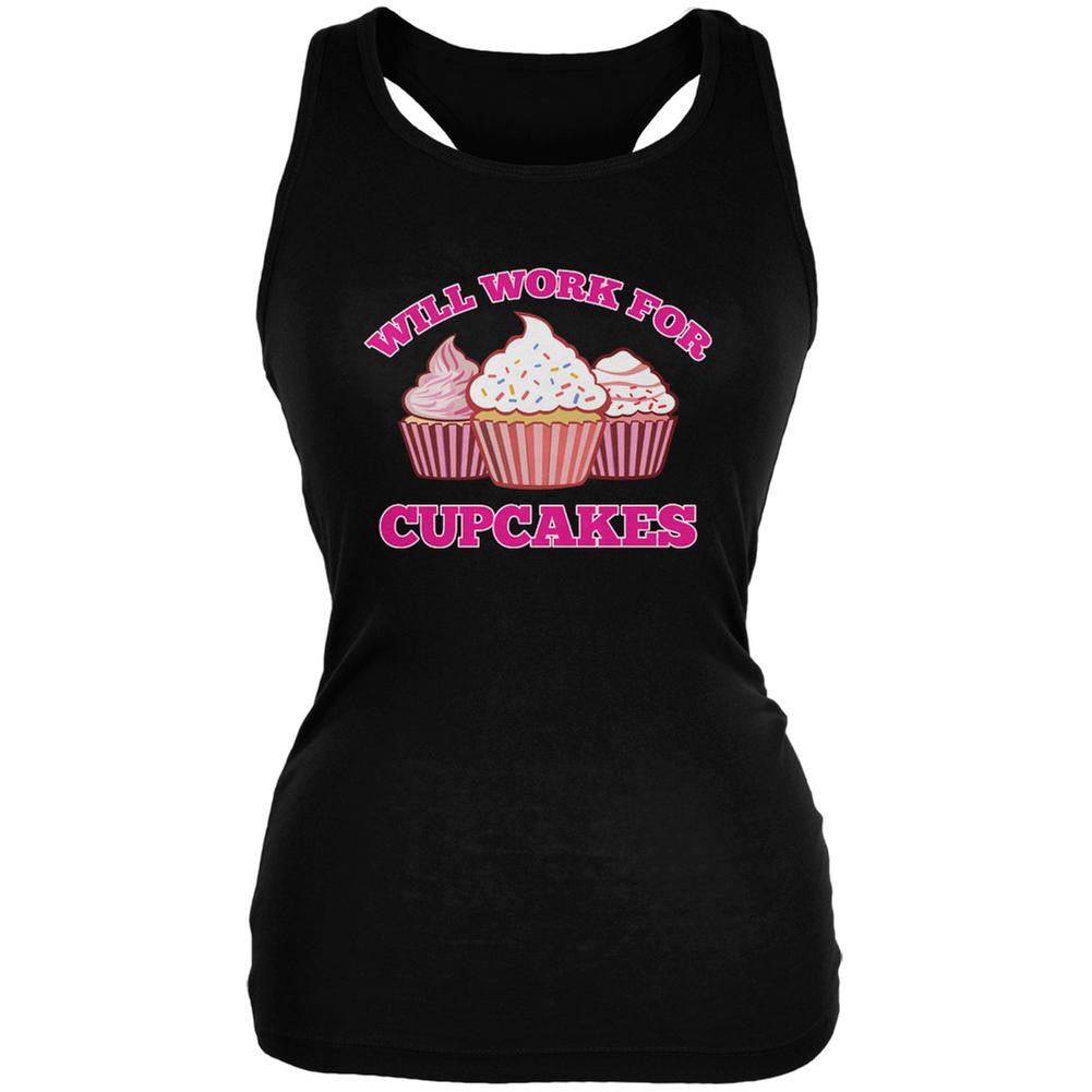 Will Work For Cupcakes Black Juniors Soft Tank Top Juniors Tank Tops Old Glory 2XL Black