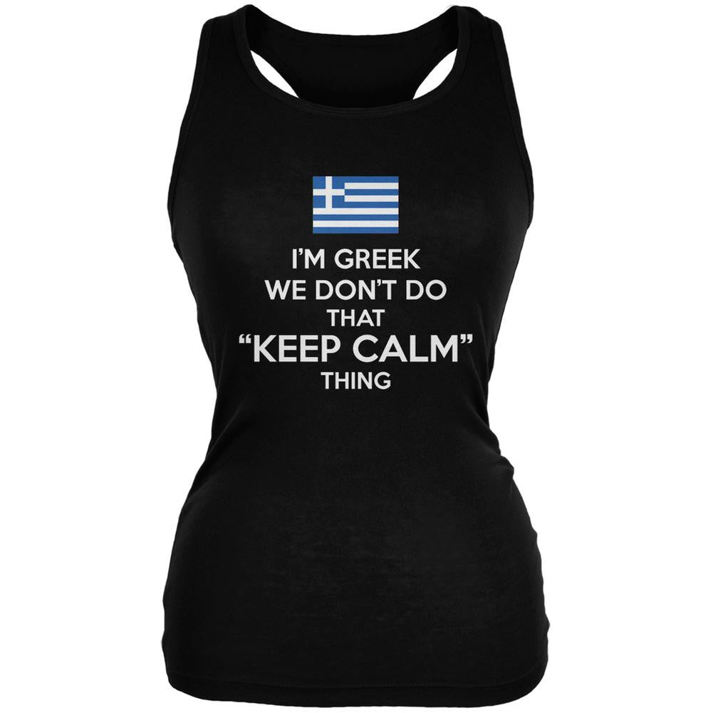 Don't Do Calm - Greek Black Juniors Soft Tank Top Juniors Tank Tops Old Glory 2XL Black