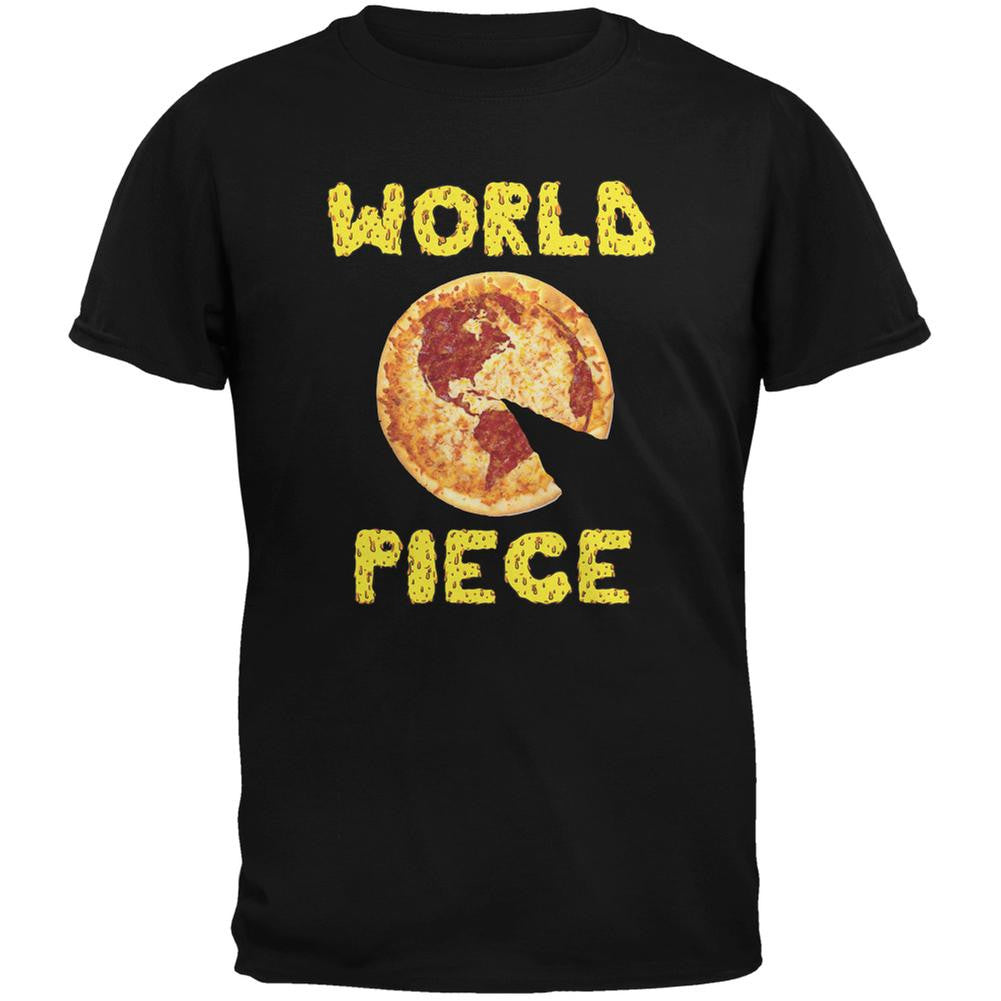 Pizza World Piece Black Youth T-Shirt Youth T-Shirts Old Glory LG Black