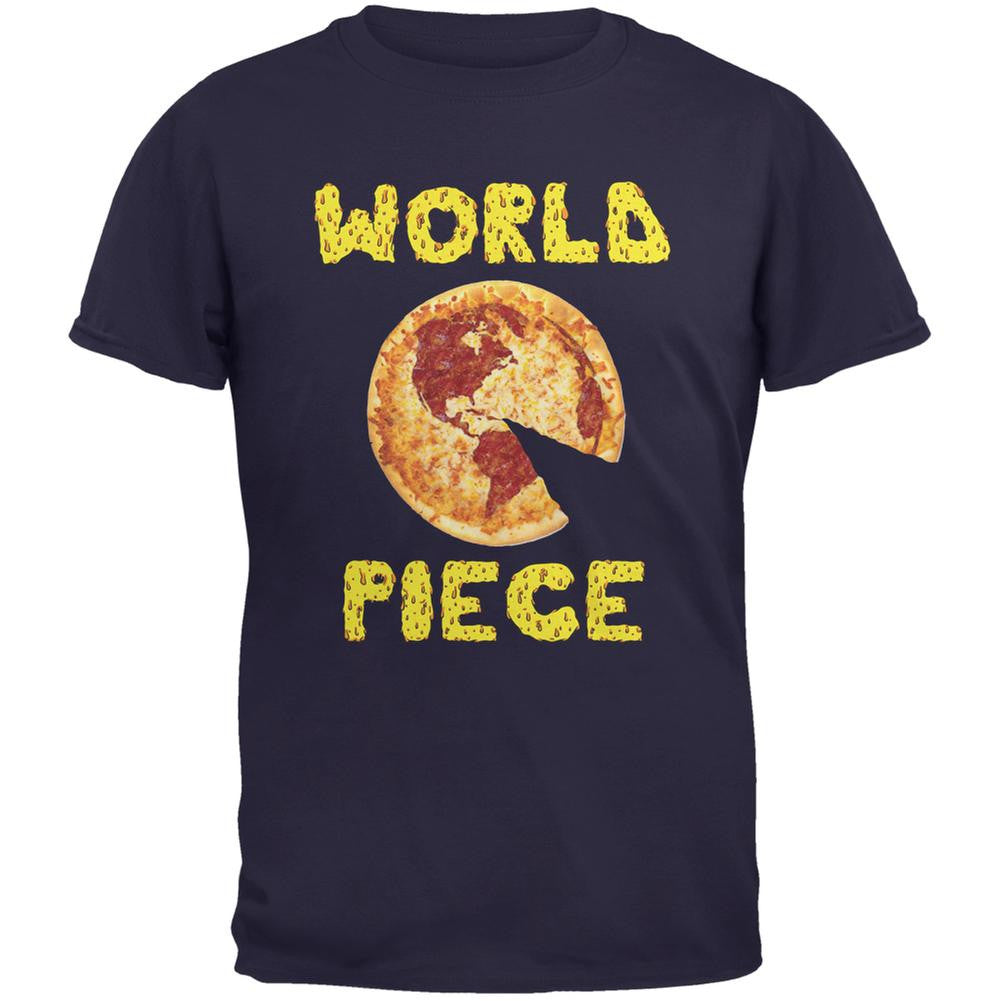 Pizza World Piece Navy Youth T-Shirt Youth T-Shirts Old Glory LG Blue