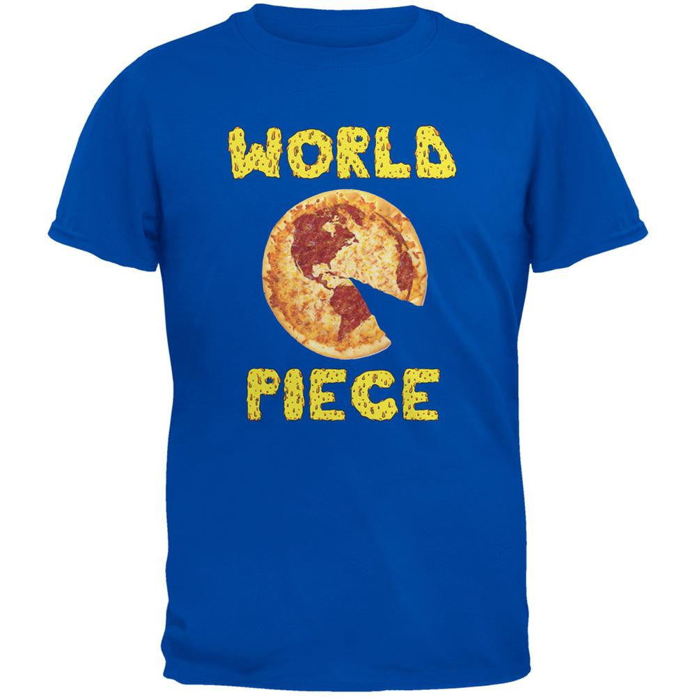 Pizza World Piece Royal Youth T-Shirt Youth T-Shirts Old Glory LG Blue