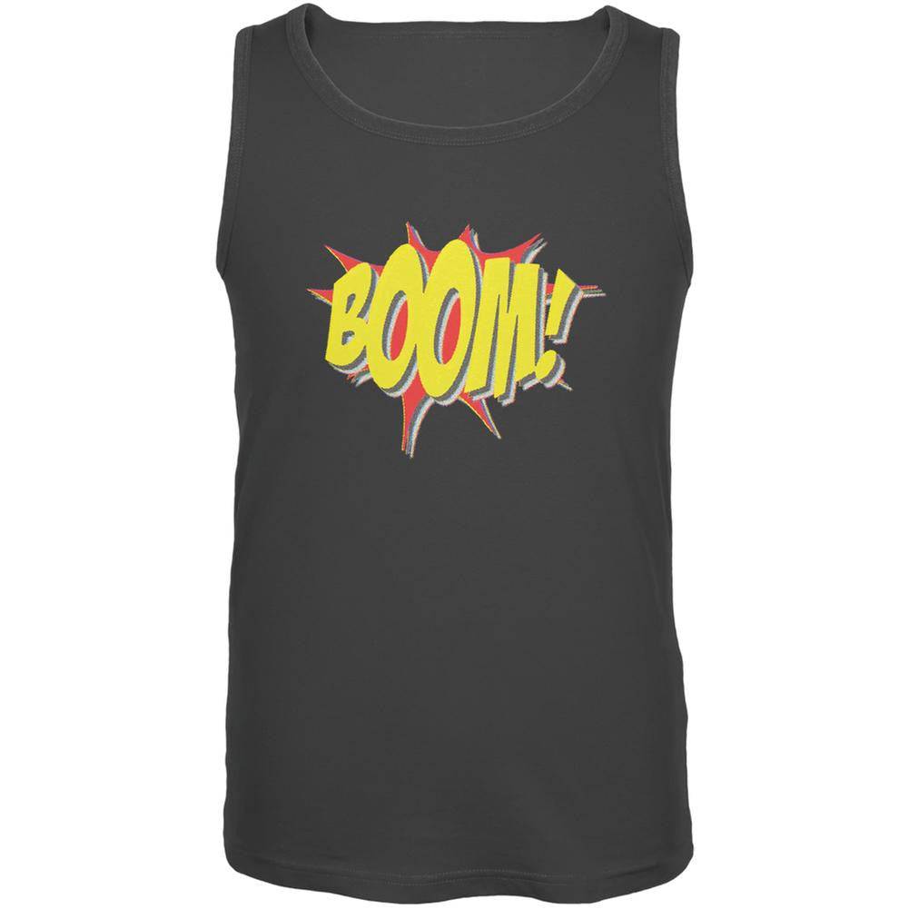 BOOM Comic Book Super Hero Charcoal Grey Adult Tank Top Men's Tank Tops Old Glory