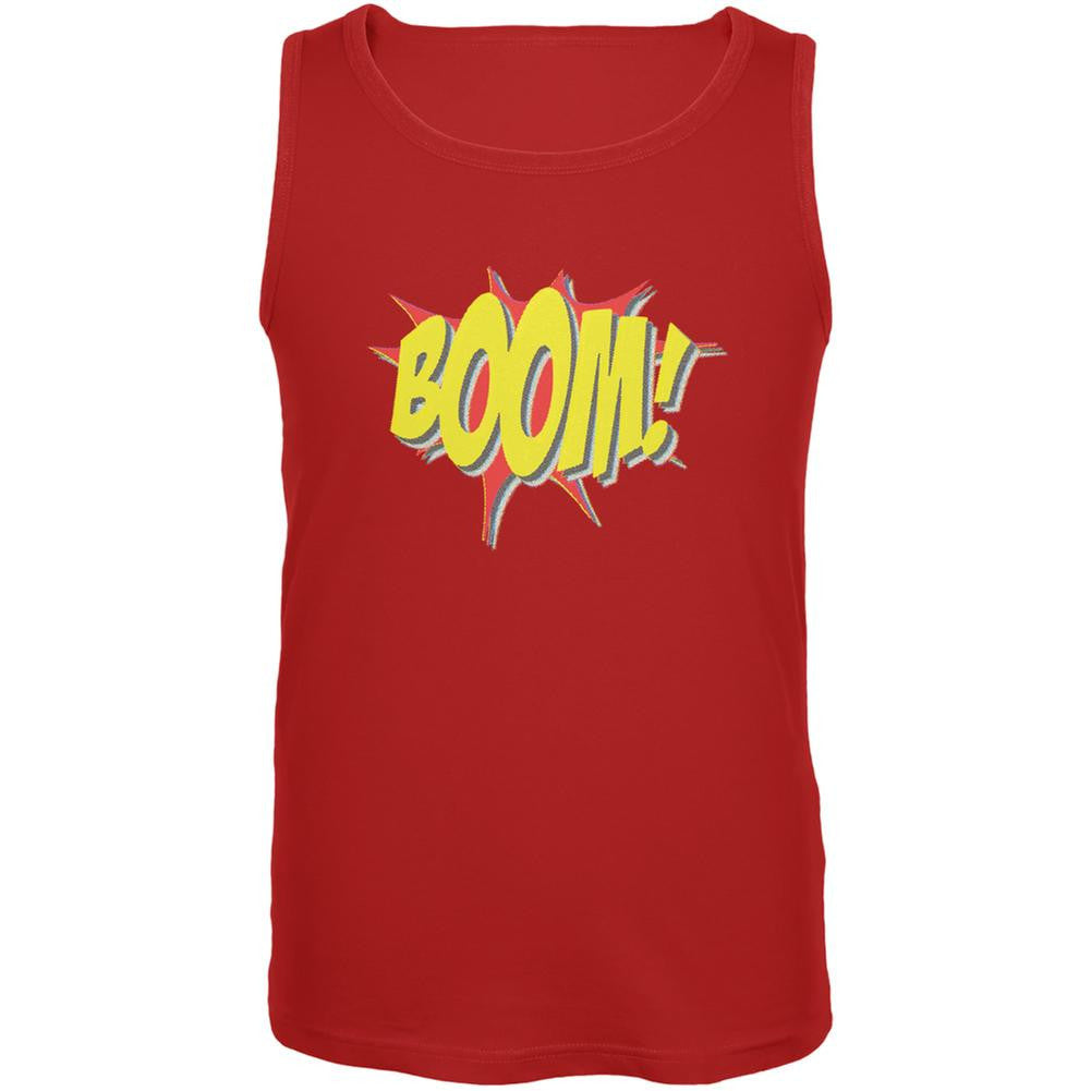 BOOM Comic Book Super Hero Red Adult Tank Top Men's Tank Tops Old Glory SM Red