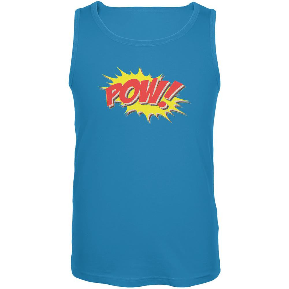 POW Comic Book Super Hero Turquoise Adult Tank Top Men's Tank Tops Old Glory SM Blue