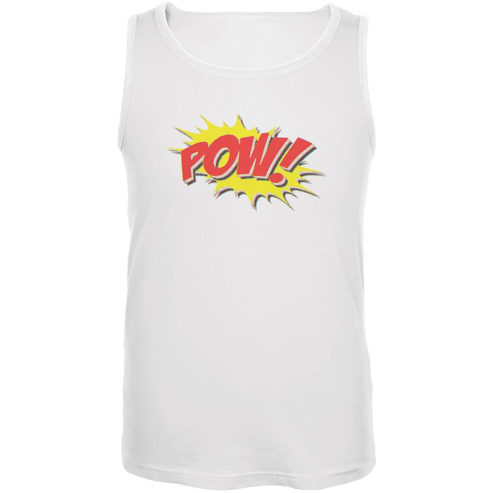 POW Comic Book Super Hero White Adult Tank Top Men's Tank Tops Old Glory SM White