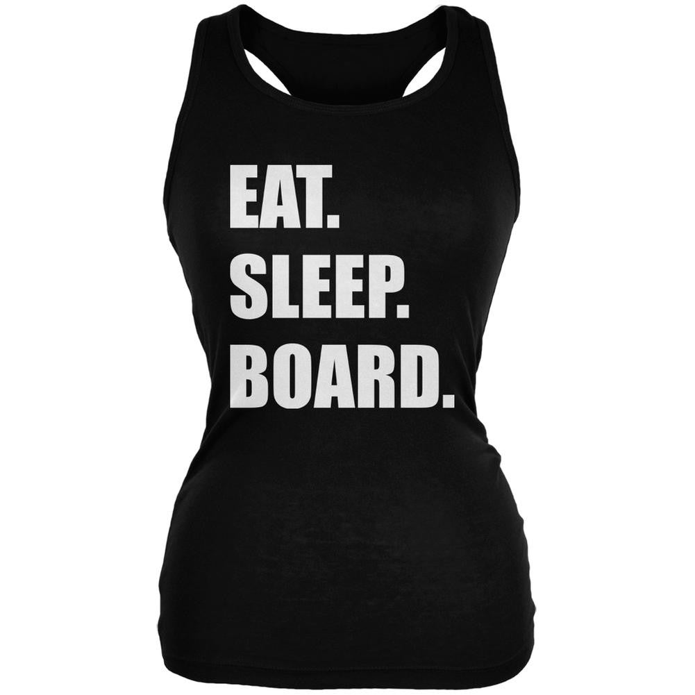 Eat Sleep Board Black Juniors Soft Tank Top Juniors Tank Tops Old Glory 2XL Black