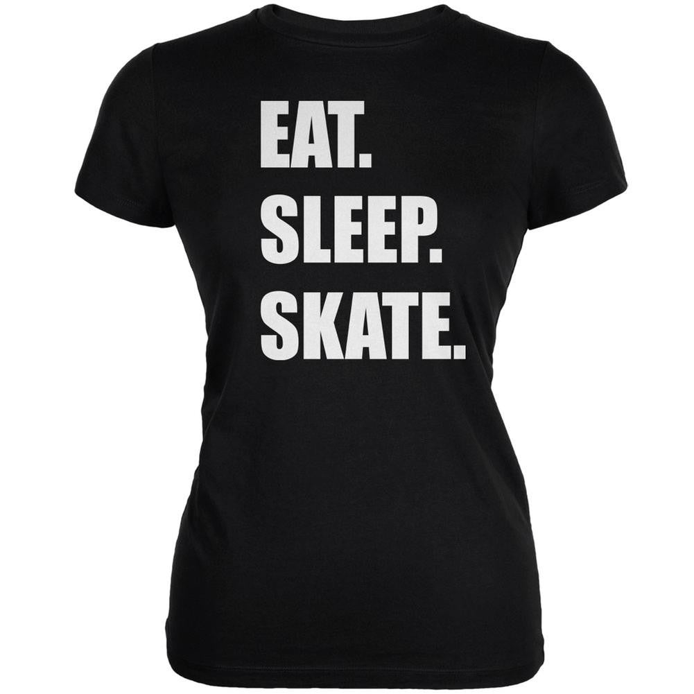 Eat Sleep Skate Black Juniors Soft T-Shirt Juniors T-Shirts Old Glory 2XL Black
