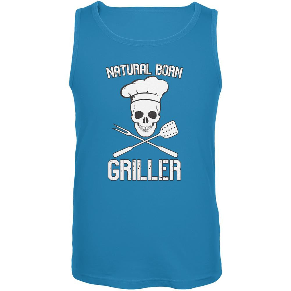 Natural Born Griller Turquoise Adult Tank Top Men's Tank Tops Old Glory 2X Blue