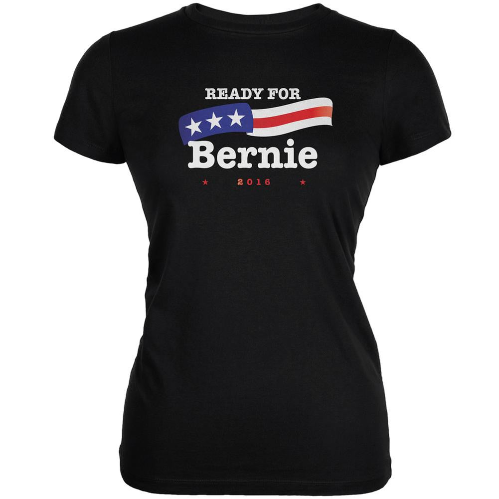 Election 2016 Ready for Bernie American Flag Black Juniors Soft T-Shirt Juniors T-Shirts Old Glory 2XL Black