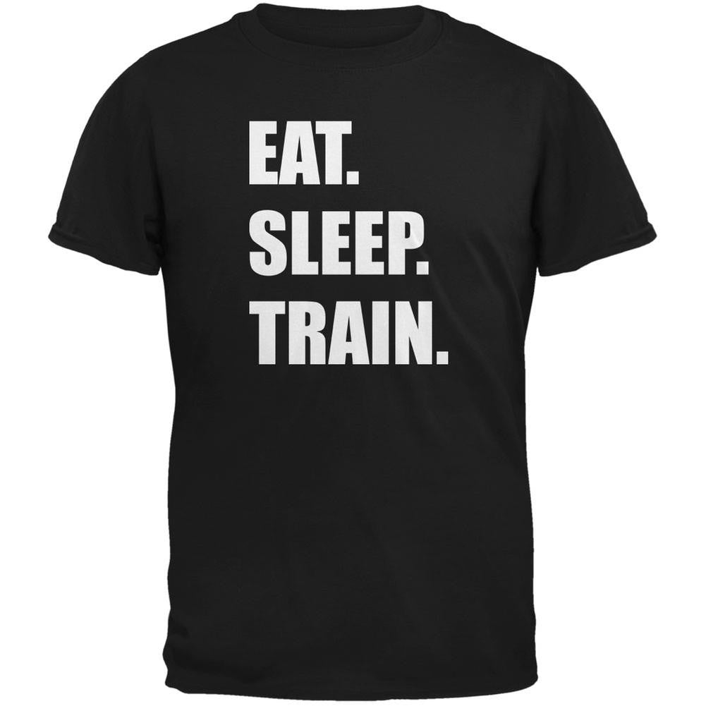 Eat Sleep Train Black Youth T-Shirt Youth T-Shirts Old Glory LG Black