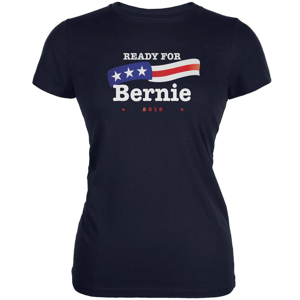 Election 2016 Ready for Bernie American Flag Navy Juniors Soft T-Shirt Juniors T-Shirts Old Glory 2XL Blue