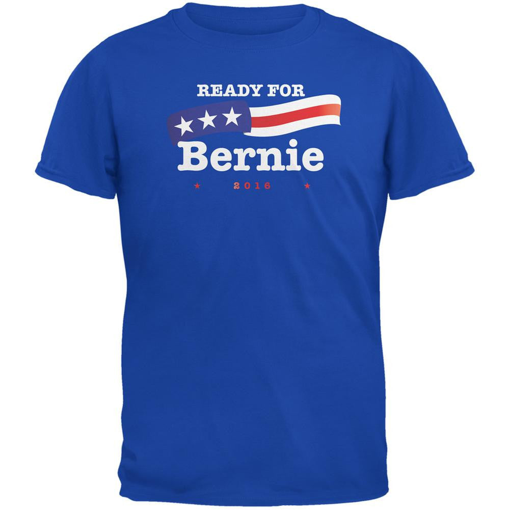 Election 2016 Ready for Bernie American Flag Royal Adult T-Shirt Men's T-Shirts Old Glory 2XL Blue
