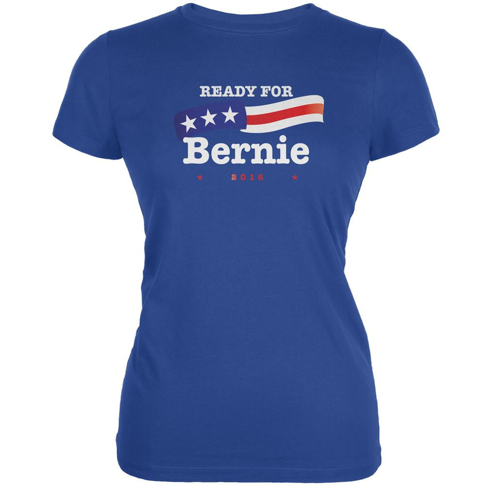 Election 2016 Ready for Bernie American Flag Royal Juniors Soft T-Shirt Juniors T-Shirts Old Glory 2XL Blue