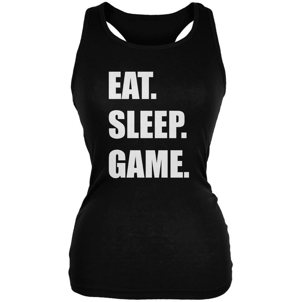 Gamers - Eat Sleep Game Black Juniors Soft Tank Top Juniors Tank Tops Old Glory 2XL Black