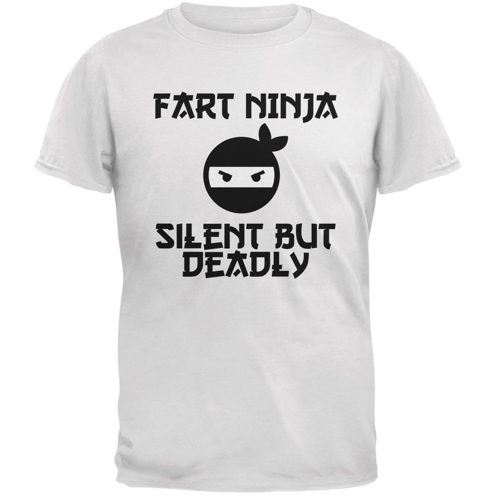 Fart Ninja White Adult T-Shirt Men's T-Shirts Old Glory 2XL White
