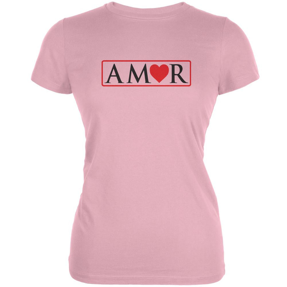 Amor Pink Juniors Soft T-Shirt Juniors T-Shirts Old Glory 2XL Pink