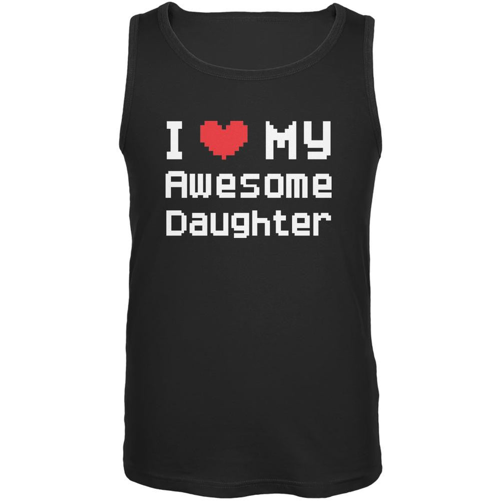 I Heart My Awesome Daughter 8 Bit Pixel Black Adult Tank Top Men's Tank Tops Old Glory 2XL Black