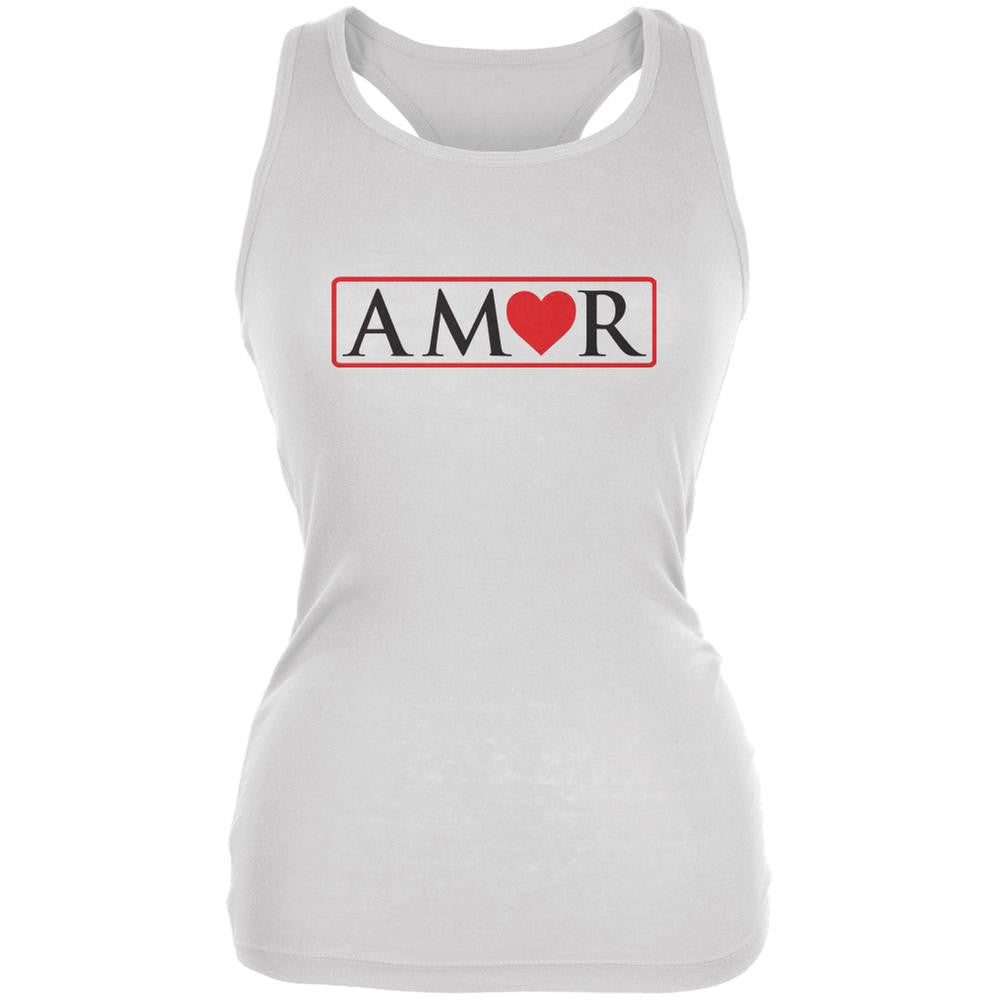 Amor White Juniors Soft Tank Top Juniors Tank Tops Old Glory 2XL White