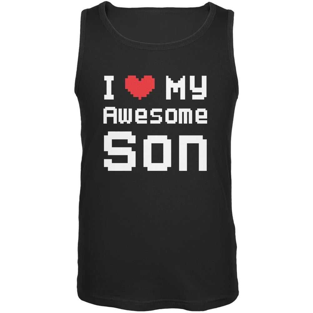 I Heart My Awesome Son 8 Bit Pixel Black Adult Tank Top Men's Tank Tops Old Glory 2XL Black