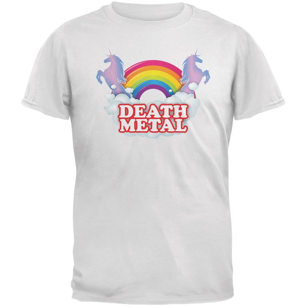 Death Metal Rainbow White Adult T-Shirt Men's T-Shirts Old Glory 2XL White