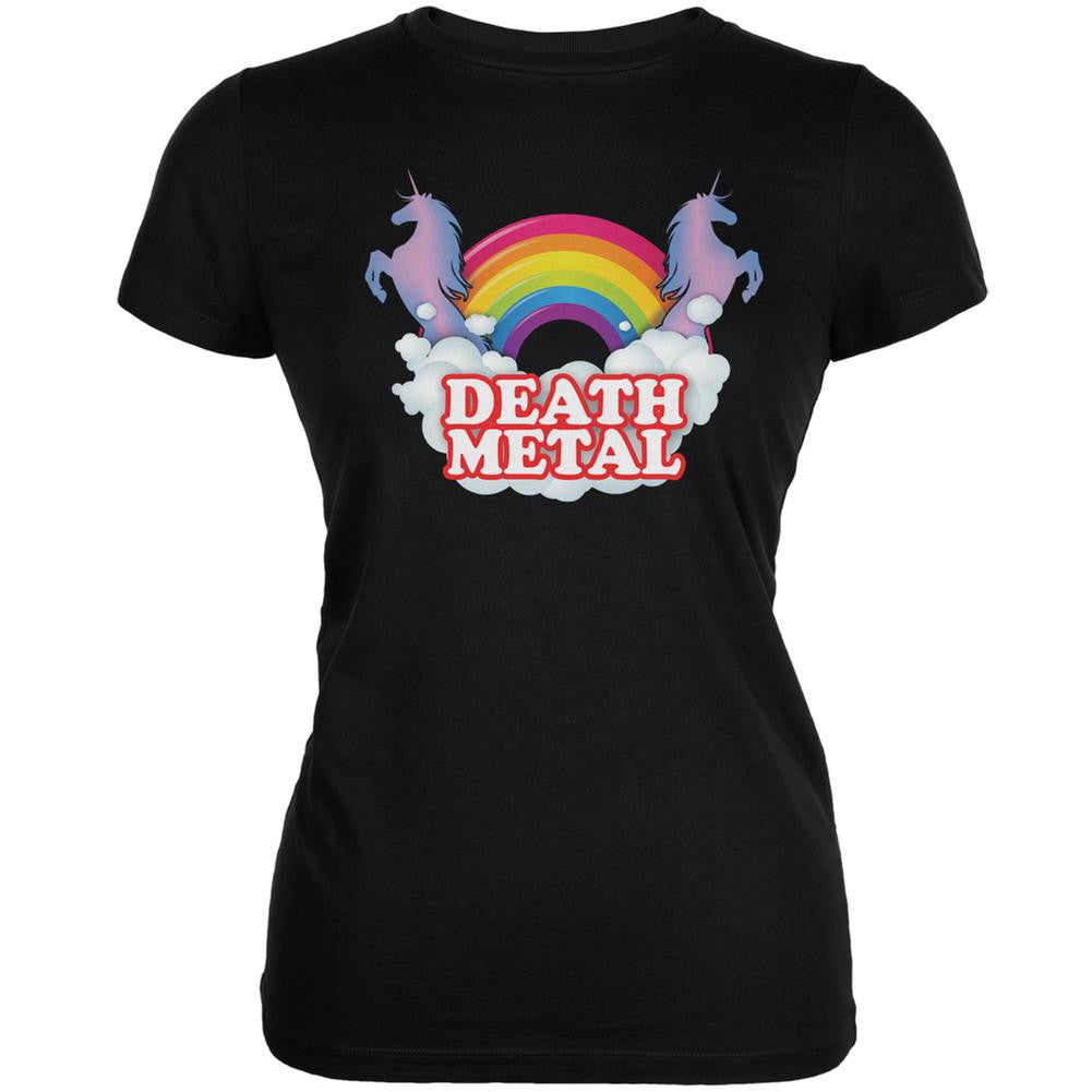 Death Metal Rainbow Black Juniors Soft T-Shirt Juniors T-Shirts Old Glory 2XL Black