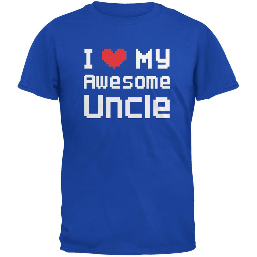 I Heart My Awesome Uncle 8 Bit Pixel Royal Youth T-Shirt Youth T-Shirts Old Glory LG Blue