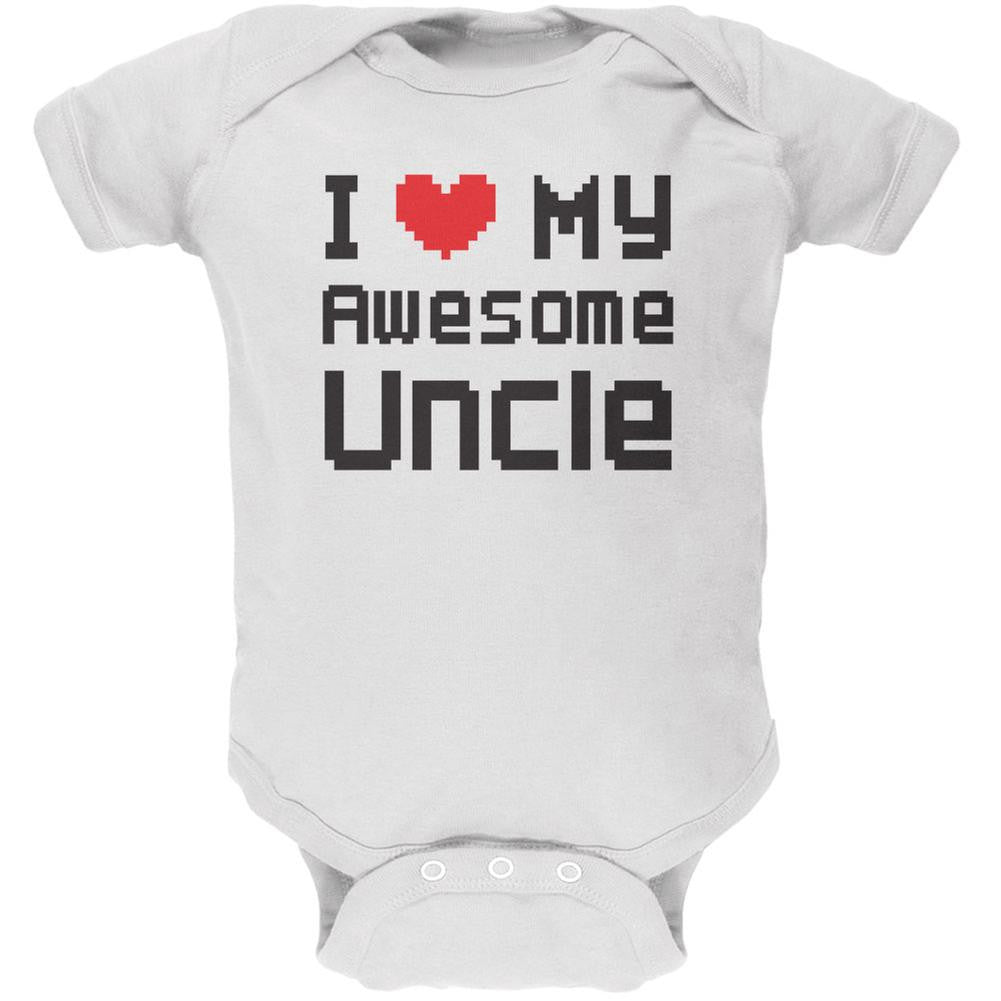 I Heart My Awesome Uncle 8 Bit Pixel White Soft Baby One Piece Baby One Piece Old Glory 0-3M White