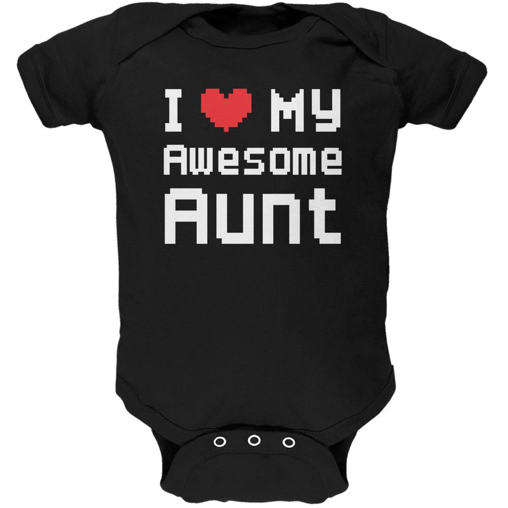 I Heart My Awesome Aunt 8 Bit Pixel Black Soft Baby One Piece Baby One Piece Old Glory 0-3M Black